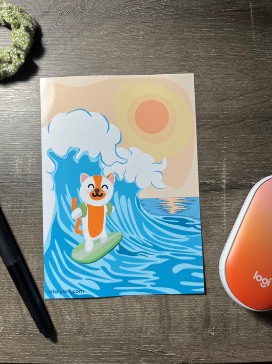 "Meow-llibu Surfer" – 5x7 Glossy Art Print