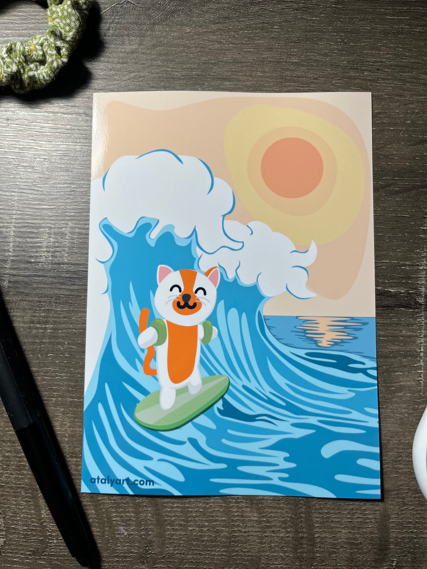"Meow-llibu Surfer" – 5x7 Glossy Art Print