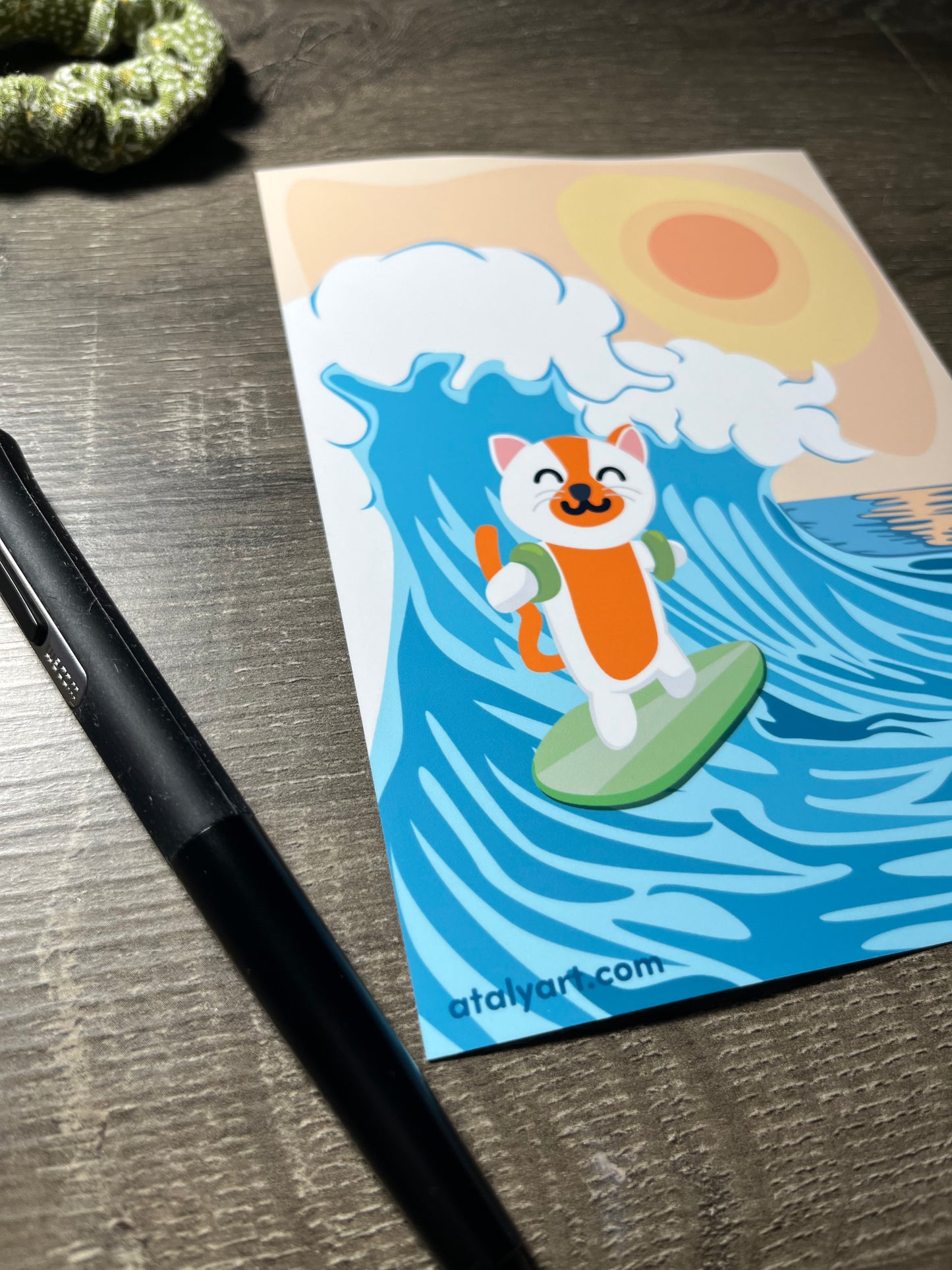 "Meow-llibu Surfer" – 5x7 Glossy Art Print