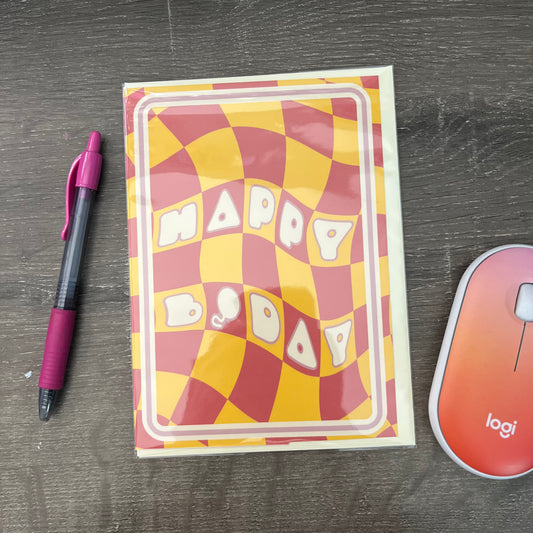 Red and Yellow Trippy Birthday Card