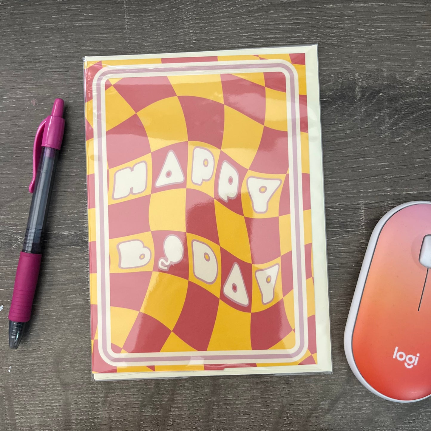 Red and Yellow Trippy Birthday Card