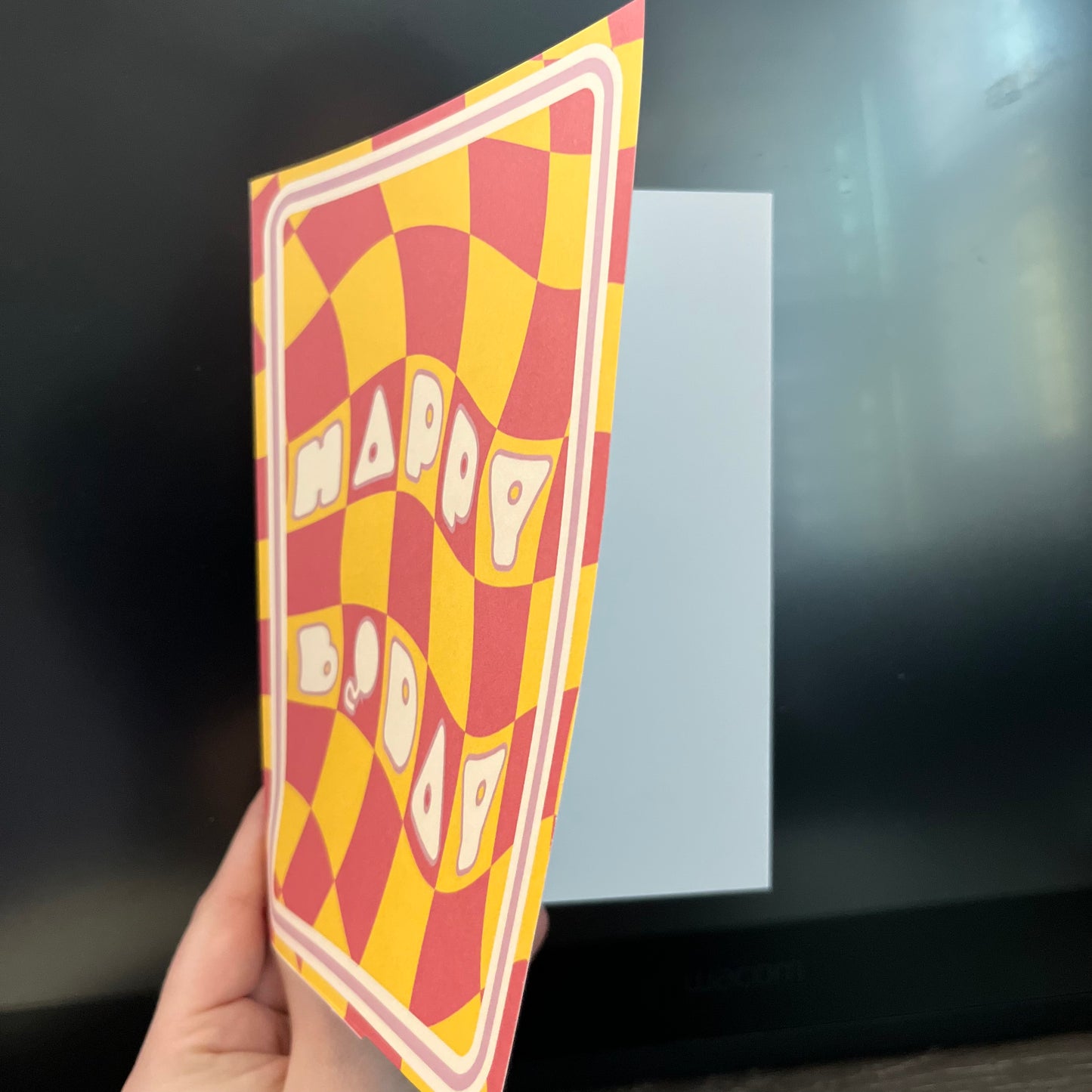 Red and Yellow Trippy Birthday Card